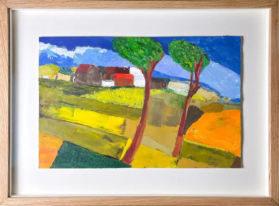 Golpe de Realidad, obra original de Bruno Berthier; Óleo sobre lienzo · 67 x 50 x 5 cm · 2026, Anomalía Arte CDMX