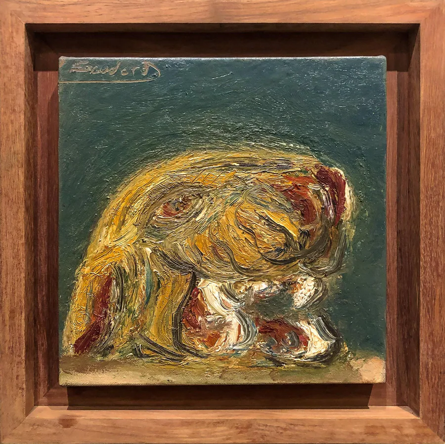 Cabeza de jaguar, obra original de César Escudero; Óleo sobre lienzo · 41 x 41 x 4 cm · 2025, Anomalía Arte CDMX