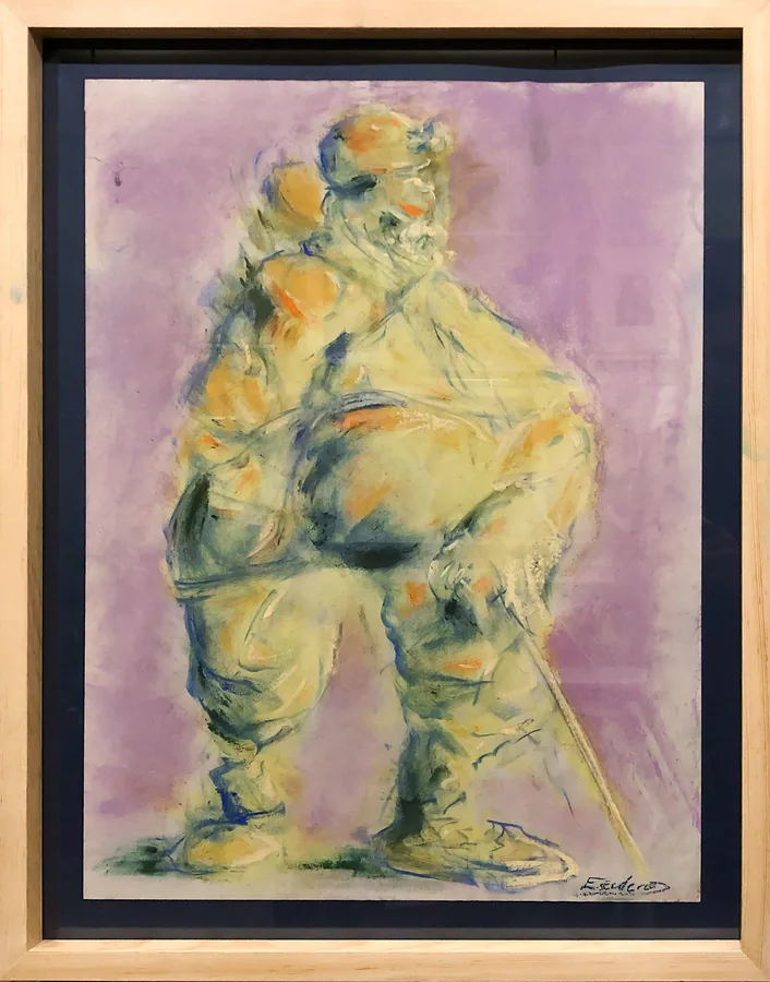 Estudio de Rembrandt, obra original de César Escudero; Pastel, pigmento y barra de óleo sobre papel · 53 x 67 x 3 cm ·...