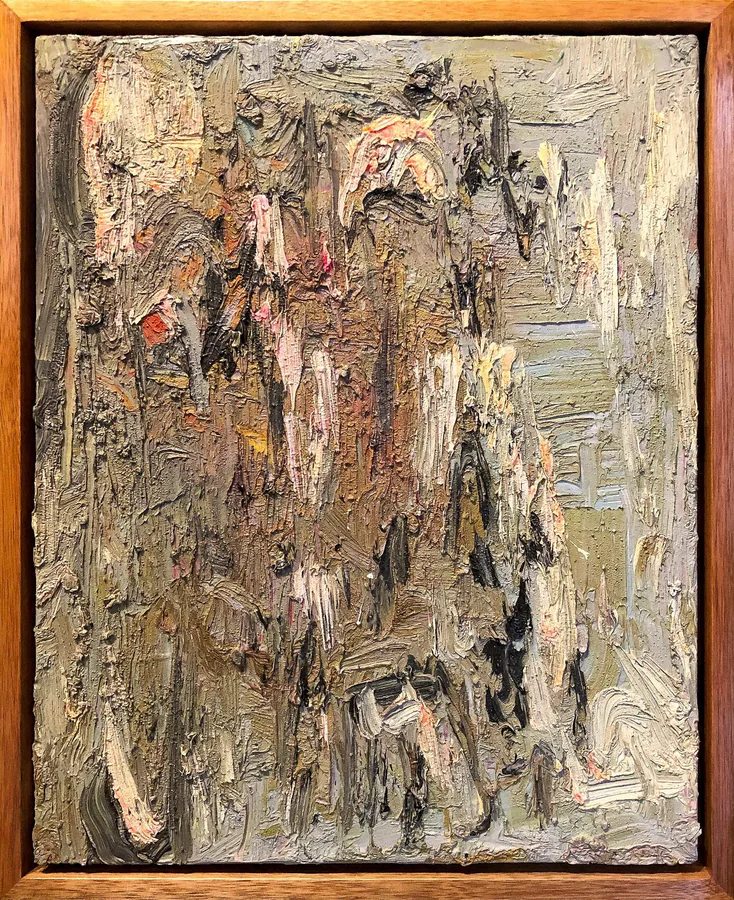 Sin título, obra original de César Escudero; Óleo sobre lienzo · 45 x 55 x 4 cm · 2026, Anomalía Arte CDMX