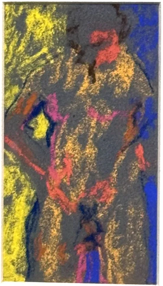 Desnudo, obra original de Ignacio “Nacho” Reyes; Pastel sobre papel · 8 x 14 cm · 2026, Anomalía Arte CDMX