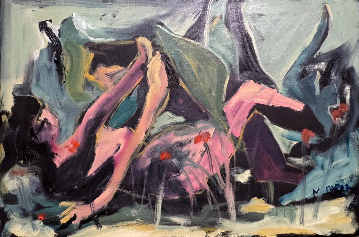 Adan & Eva, obra original de Marina Parra; Óleo sobre lienzo · 60 x 41 cm · 2025, Anomalía Arte CDMX