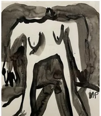 Gigante, obra original de Marina Parra; Tinta sobre papel · 42 x 37 x 3 cm · 2026, Anomalía Arte CDMX