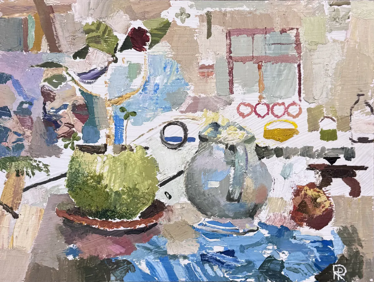 Bodegón, obra original de Ramón Peñaloza; Óleo sobre tabla DMF · 40 x 30 cm · 2024, Anomalía Arte CDMX