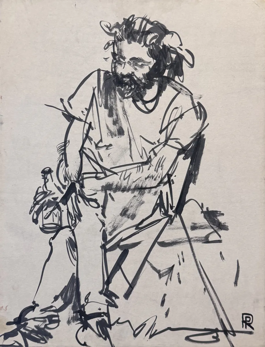 Torichi, obra original de Ramón Peñaloza; Tinta china sobre caja de madera · 42 x 55 cm · 2024, Anomalía Arte CDMX